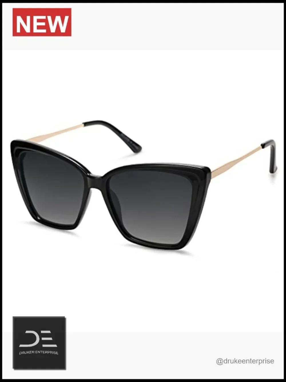 Polarized Cat Eye Sunglasses UV400 Protection Oversized Square